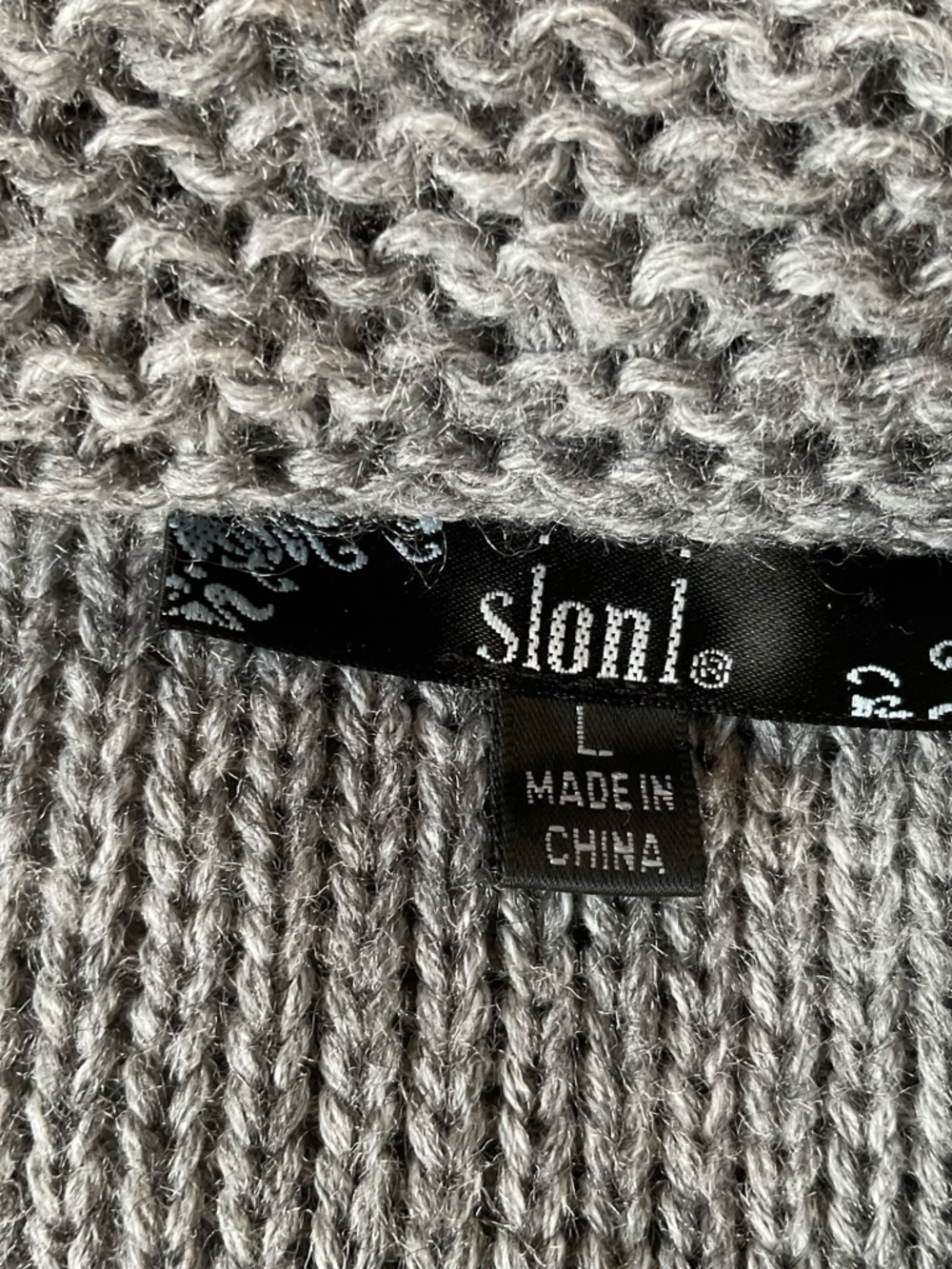 Sioni Grey Knit Lace Cardigan Sweater Coat Boho Romantic Size L - Picture 8 of 9